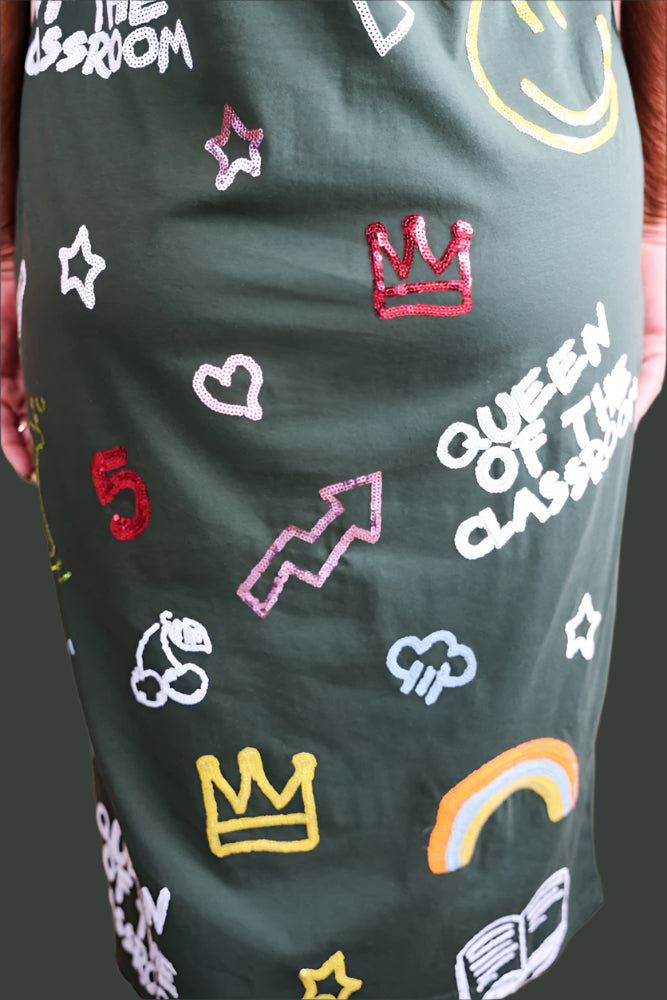 Queen Of Sparkles Dark Green Queen of The Classroom Midi Tee Dress-Maxi Dresses-Queen Of Sparkles-Deja Nu Boutique, Women's Fashion Boutique in Lampasas, Texas