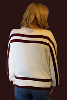 Queen Of Sparkles LICENSED Maroon & White Striped A&M Collie Dog Sweater-Sweaters-Queen Of Sparkles-Deja Nu Boutique, Women's Fashion Boutique in Lampasas, Texas