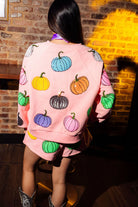 Queen Of Sparkles Light Pink Multi Pumpkin Sweatshirt-Tops-Queen Of Sparkles-Deja Nu Boutique, Women's Fashion Boutique in Lampasas, Texas