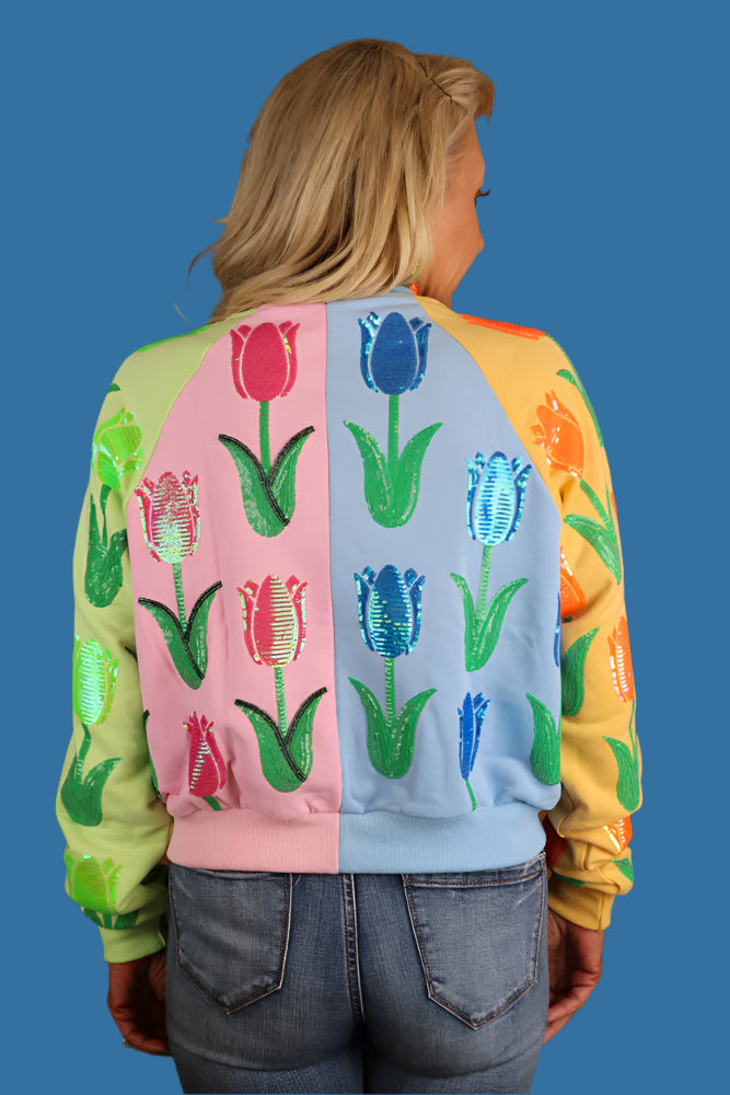 Queen Of Sparkles Neon Colorblock Tulip Sweatshirt-Tops-Queen Of Sparkles-Deja Nu Boutique, Women's Fashion Boutique in Lampasas, Texas