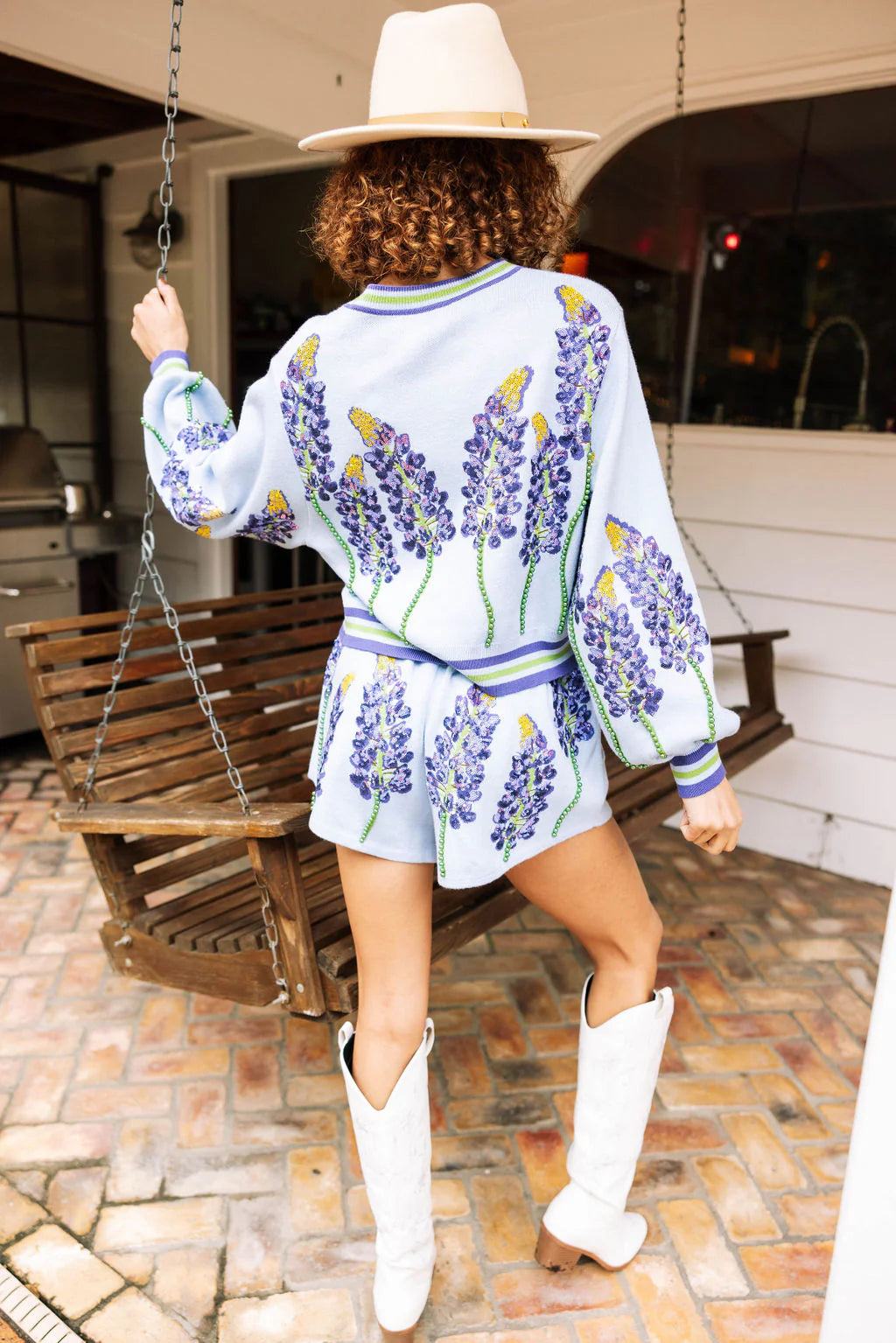 Queen Of Sparkles Pale Blue Bonnets Cardigan-Sweaters-Queen Of Sparkles-Deja Nu Boutique, Women's Fashion Boutique in Lampasas, Texas