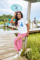 Queen Of Sparkles White Rhinestone Beaded “USA” Tee-Tops-Queen Of Sparkles-Deja Nu Boutique, Women's Fashion Boutique in Lampasas, Texas