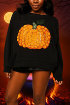 Queen of Sparkles Black & Orange Flower Sequin Pumpkin Sweatshirt-sweatshirt-Queen Of Sparkles-Deja Nu Boutique, Women's Fashion Boutique in Lampasas, Texas