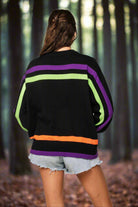 Queen of Sparkles Black, Purple, Orange & Green Stripe “Hocus Pocus” Long Sleeve Sweater-Sweaters-Queen Of Sparkles-Deja Nu Boutique, Women's Fashion Boutique in Lampasas, Texas