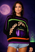 Queen of Sparkles Black, Purple, Orange & Green Stripe “Hocus Pocus” Long Sleeve Sweater-Sweaters-Queen Of Sparkles-Deja Nu Boutique, Women's Fashion Boutique in Lampasas, Texas