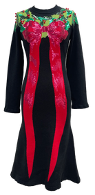 Queen of Sparkles Black Sequin Wreath Bow Knit Midi Dress-Dresses-Queen Of Sparkles-Deja Nu Boutique, Women's Fashion Boutique in Lampasas, Texas