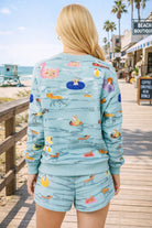 Queen of Sparkles Blue Dogs Swimming on Floats Sweatshirt-sweatshirt-Queen Of Sparkles-Deja Nu Boutique, Women's Fashion Boutique in Lampasas, Texas
