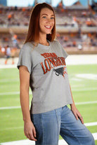 Queen of Sparkles Licensed Texas Longhorns Megaphone Icons Tee – Game Day Glitter in Gray-T-Shirts-Queen Of Sparkles-Deja Nu Boutique, Women's Fashion Boutique in Lampasas, Texas
