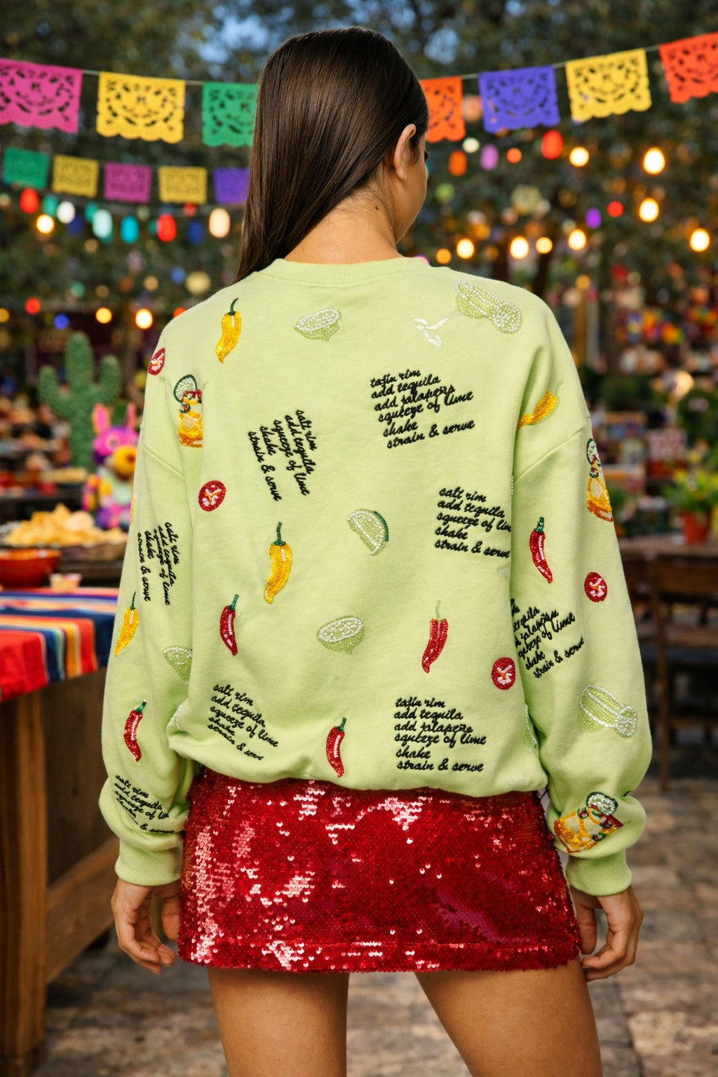 Queen of Sparkles Lime Green Spicy Margarita Recipe Icon Sweatshirt-sweatshirt-Queen Of Sparkles-Deja Nu Boutique, Women's Fashion Boutique in Lampasas, Texas