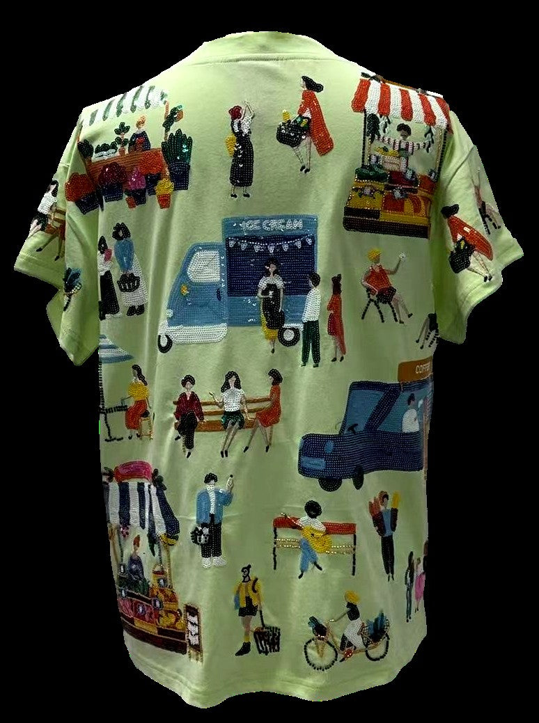 Queen of Sparkles Mint Green Farmers Market Tee-T-Shirts-Queen Of Sparkles-Deja Nu Boutique, Women's Fashion Boutique in Lampasas, Texas