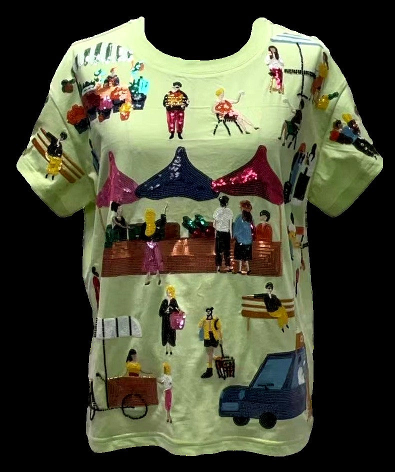 Queen of Sparkles Mint Green Farmers Market Tee-T-Shirts-Queen Of Sparkles-Deja Nu Boutique, Women's Fashion Boutique in Lampasas, Texas