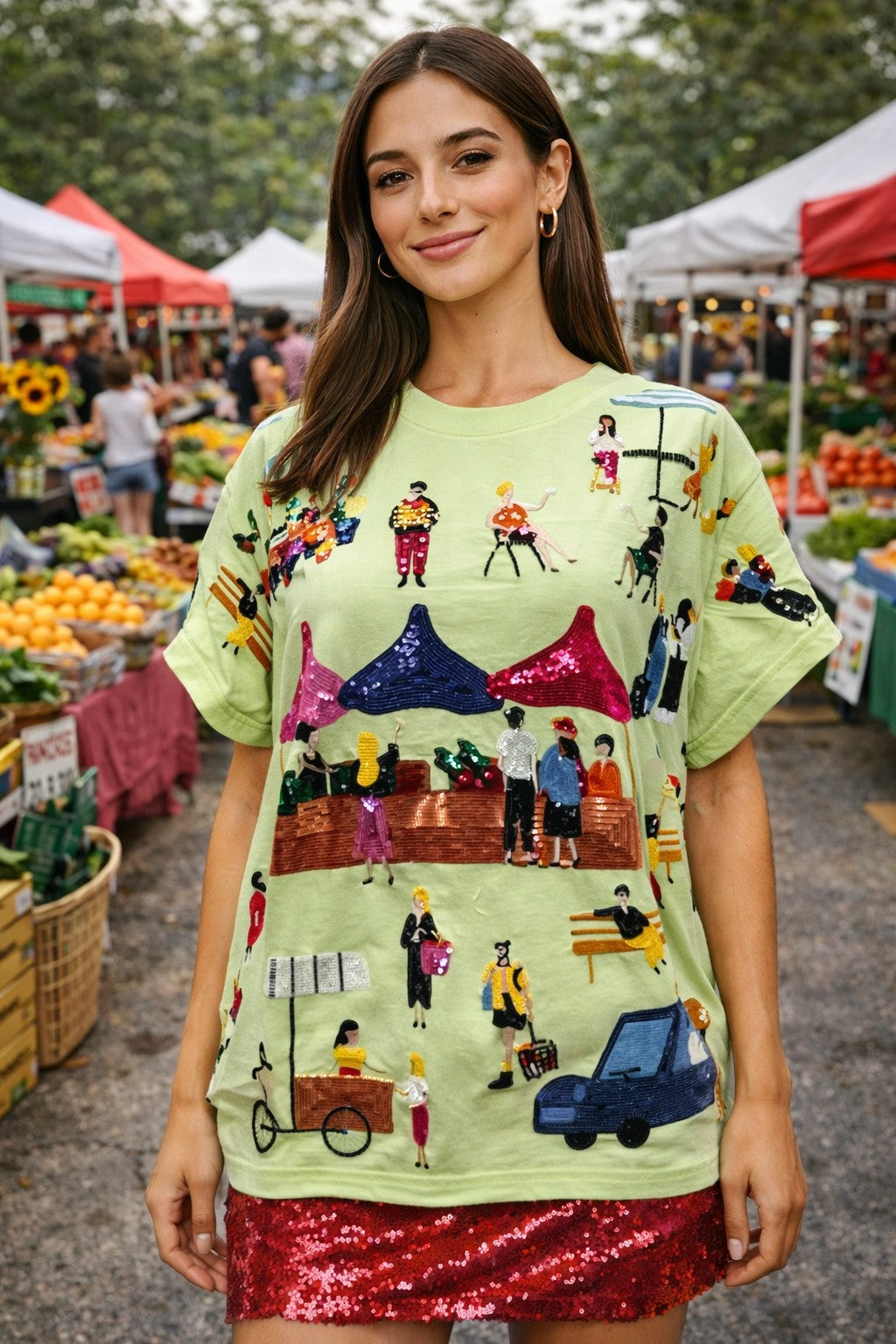 Queen of Sparkles Mint Green Farmers Market Tee-T-Shirts-Queen Of Sparkles-Deja Nu Boutique, Women's Fashion Boutique in Lampasas, Texas