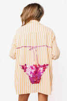 Queen of Sparkles Orange Stripe Pink Paillette Bikini Tunic-Cover Up-Queen Of Sparkles-Deja Nu Boutique, Women's Fashion Boutique in Lampasas, Texas
