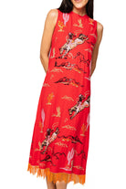 Queen of Sparkles Red Bucking Cowgirl Fringe Bottom Midi Tank Dress-Midi Dresses-Queen Of Sparkles-Deja Nu Boutique, Women's Fashion Boutique in Lampasas, Texas