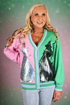 Queen of Sparkles Wicked Licensed Colorblock Glinda & Elphaba Sequin Cardigan – Official Movie Release-Cardigans & Kimonos-Queen Of Sparkles-Deja Nu Boutique, Women's Fashion Boutique in Lampasas, Texas