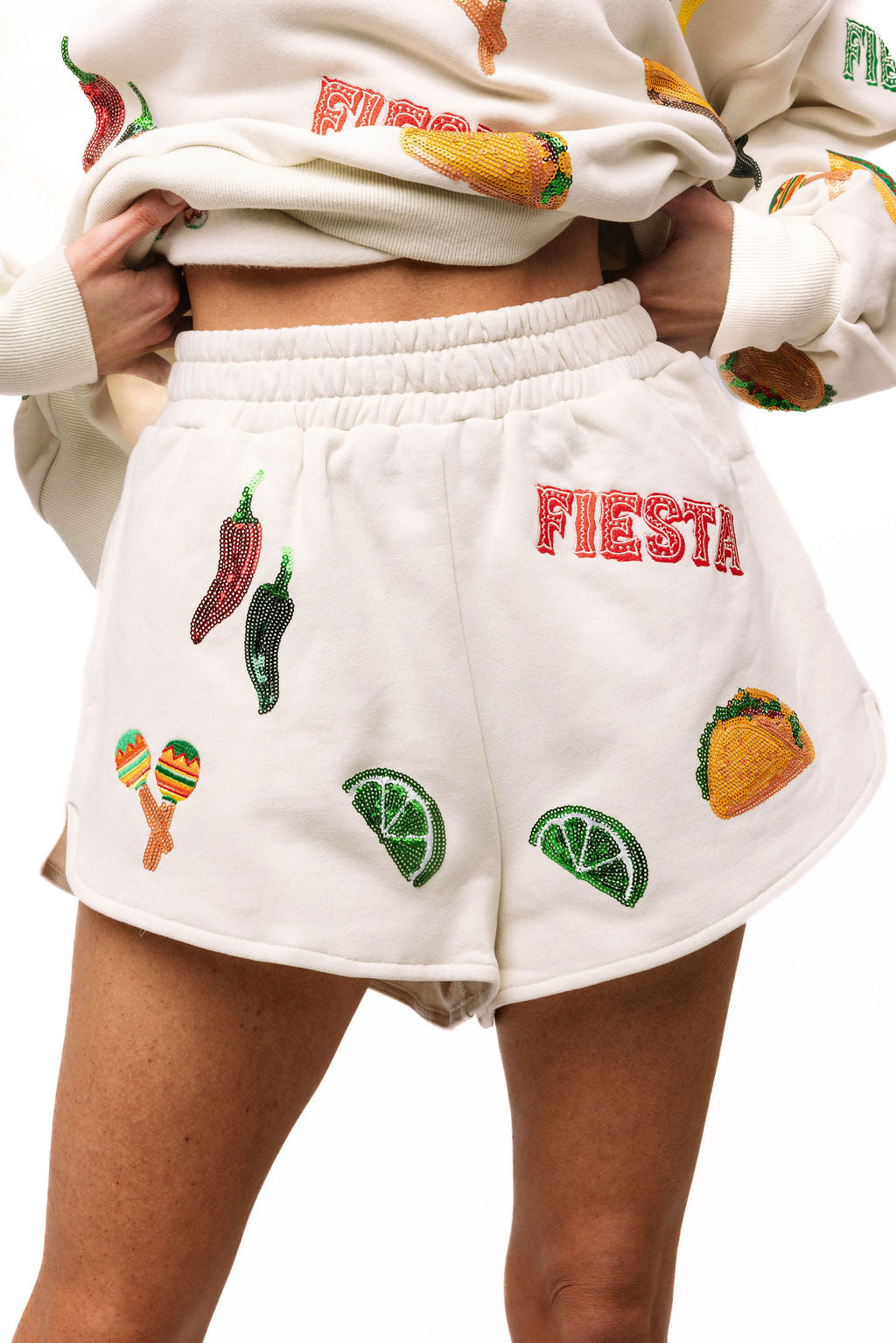 Queen of Sparkles Beige Cinco Icon Short-Shorts-Queen Of Sparkles-Deja Nu Boutique, Women's Fashion Boutique in Lampasas, Texas