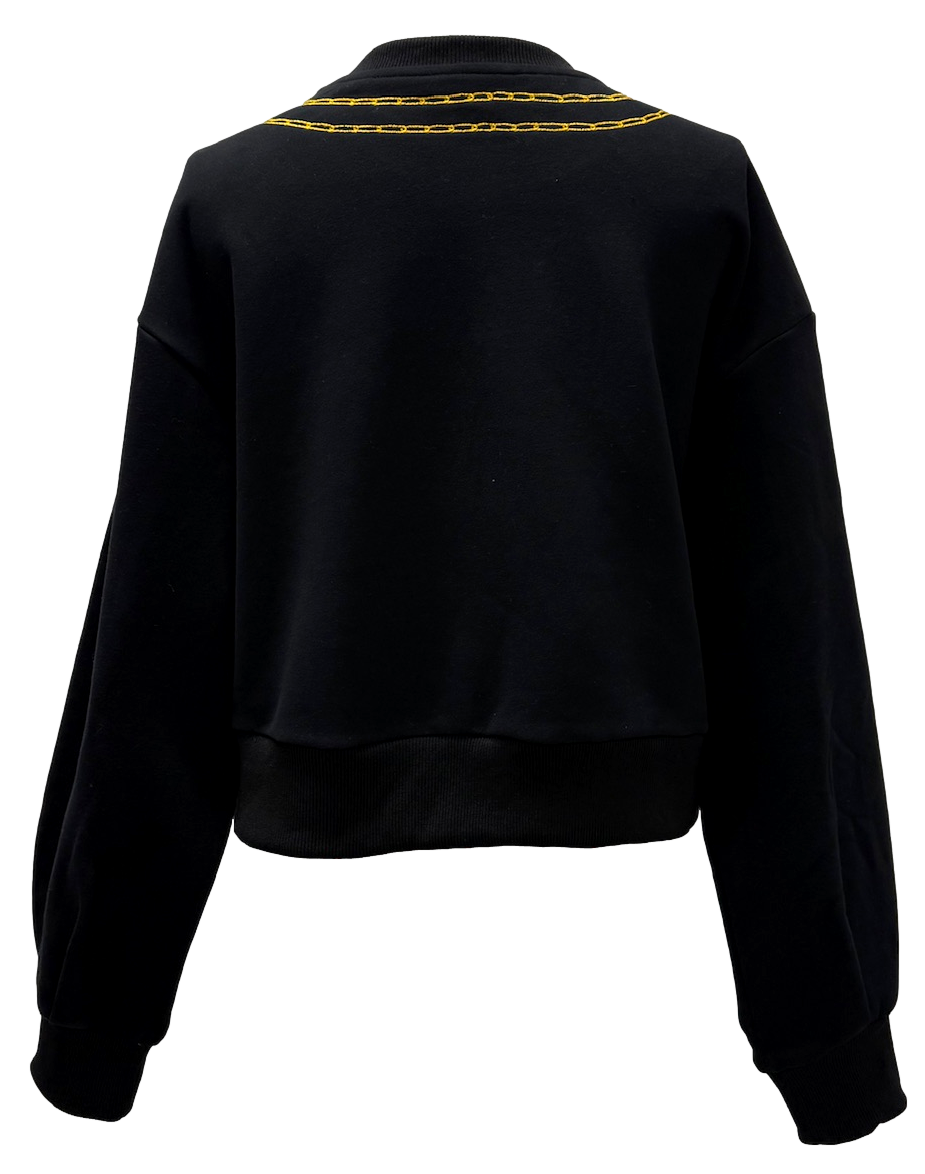 Queen of Sparkles Black Christmas Necklace Sweatshirt-sweatshirt-Queen Of Sparkles-Deja Nu Boutique, Women's Fashion Boutique in Lampasas, Texas