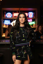 Queen of Sparkles Black Multi Rainbow Trim Martini Sweatshirt-sweatshirt-Queen Of Sparkles-Deja Nu Boutique, Women's Fashion Boutique in Lampasas, Texas