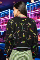 Queen of Sparkles Black Multi Rainbow Trim Martini Sweatshirt-sweatshirt-Queen Of Sparkles-Deja Nu Boutique, Women's Fashion Boutique in Lampasas, Texas