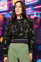 Queen of Sparkles Black Multi Rainbow Trim Martini Sweatshirt-sweatshirt-Queen Of Sparkles-Deja Nu Boutique, Women's Fashion Boutique in Lampasas, Texas