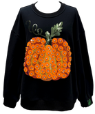 Queen of Sparkles Black & Orange Flower Sequin Pumpkin Sweatshirt-sweatshirt-Queen Of Sparkles-Deja Nu Boutique, Women's Fashion Boutique in Lampasas, Texas