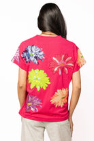Queen of Sparkles Hot Pink Multi Flower Tee-T-Shirts-Queen Of Sparkles-Deja Nu Boutique, Women's Fashion Boutique in Lampasas, Texas