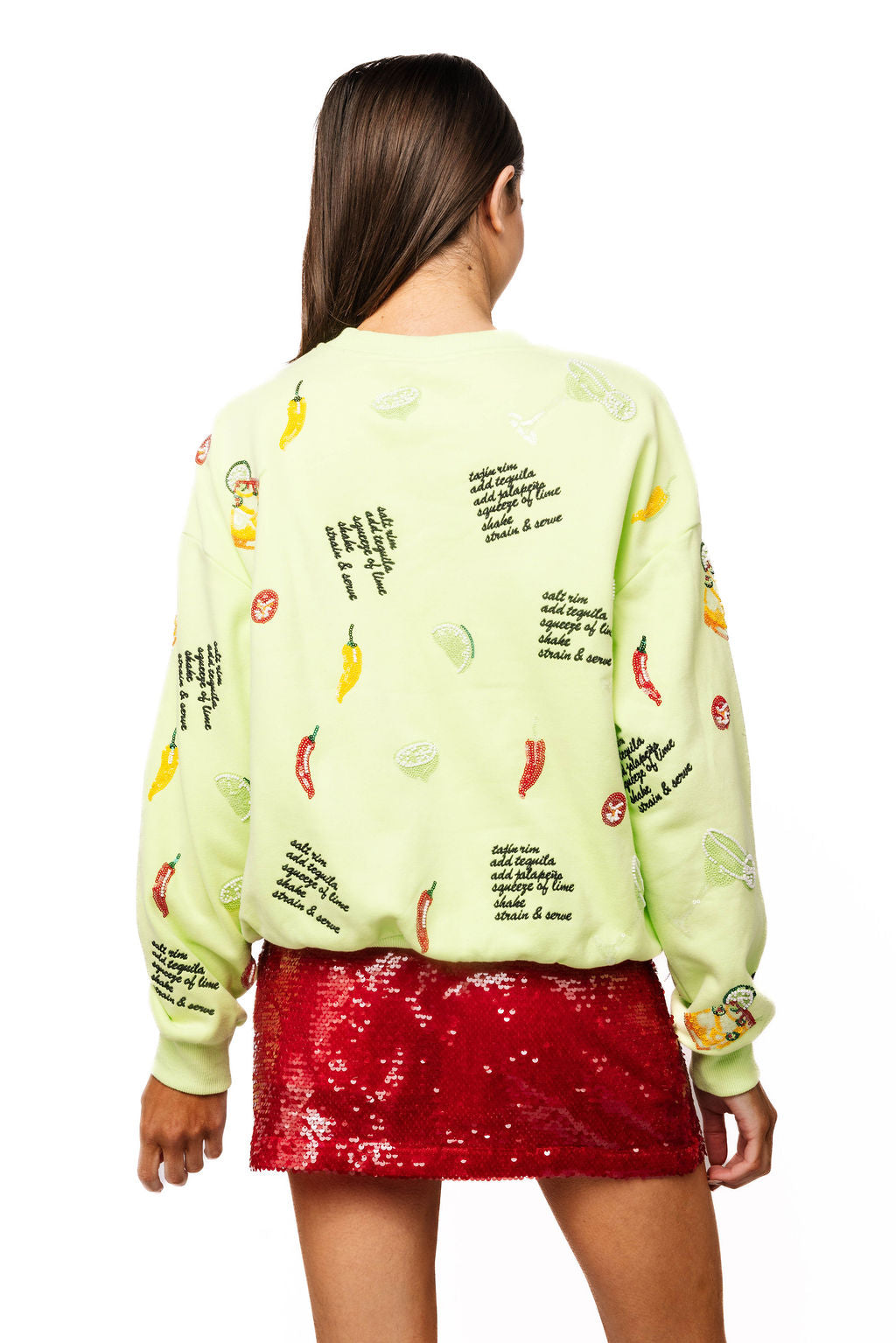 Queen of Sparkles Lime Green Spicy Margarita Recipe Icon Sweatshirt-sweatshirt-Queen Of Sparkles-Deja Nu Boutique, Women's Fashion Boutique in Lampasas, Texas