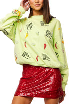 Queen of Sparkles Lime Green Spicy Margarita Recipe Icon Sweatshirt-sweatshirt-Queen Of Sparkles-Deja Nu Boutique, Women's Fashion Boutique in Lampasas, Texas