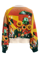 Queen of Sparkles Multi Farm Scene Button-Up Cardigan with 3D Knit Sunflowers-Cardigans & Kimonos-Queen Of Sparkles-Deja Nu Boutique, Women's Fashion Boutique in Lampasas, Texas