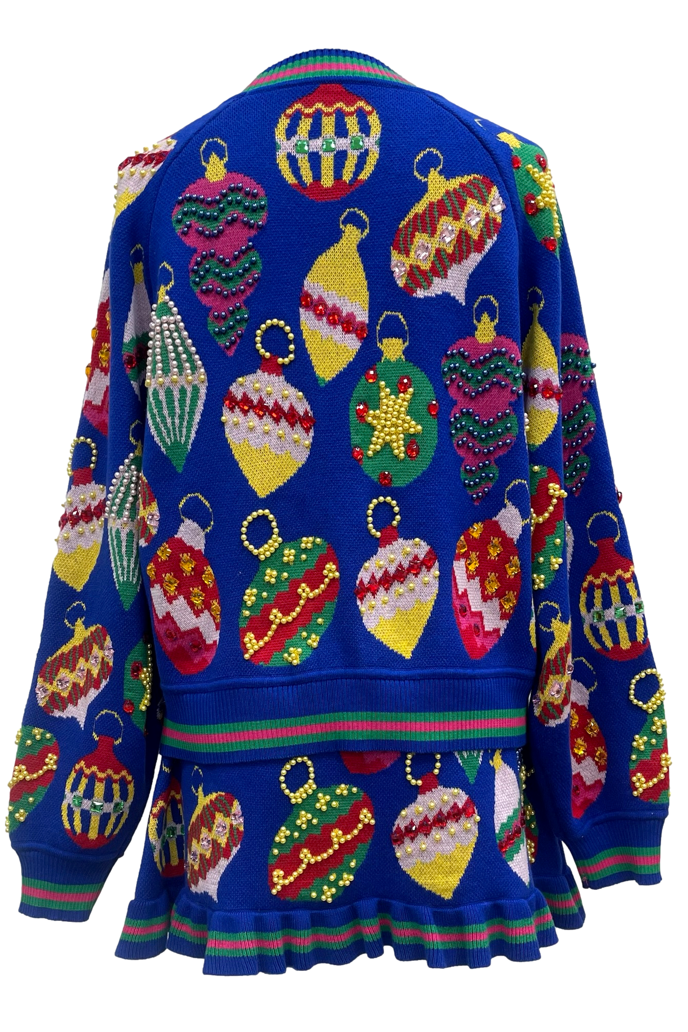 Queen of Sparkles Royal Blue Multi Jeweled Ornament Button Up Cardigan-Cardigans & Kimonos-Queen Of Sparkles-Deja Nu Boutique, Women's Fashion Boutique in Lampasas, Texas