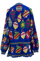 Queen of Sparkles Royal Blue Multi Jeweled Ornament Button Up Cardigan-Cardigans & Kimonos-Queen Of Sparkles-Deja Nu Boutique, Women's Fashion Boutique in Lampasas, Texas