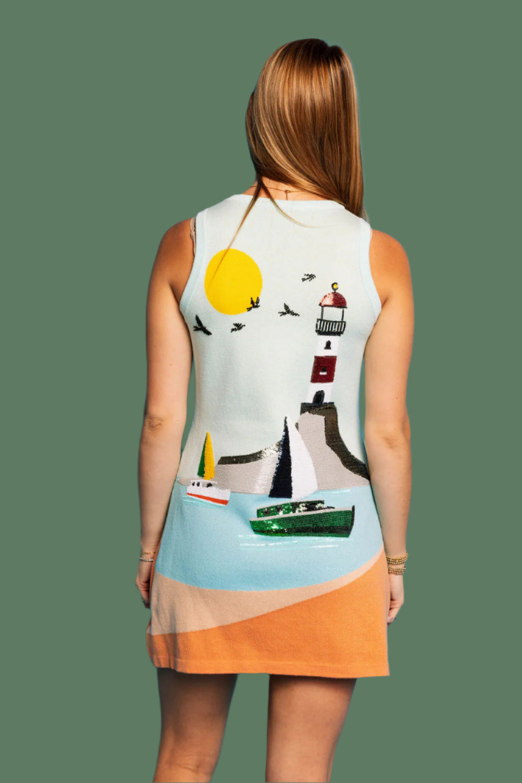 Queen of Sparkles Sail Boat and Light House Knit Tank Dress-Dresses-Queen Of Sparkles-Deja Nu Boutique, Women's Fashion Boutique in Lampasas, Texas