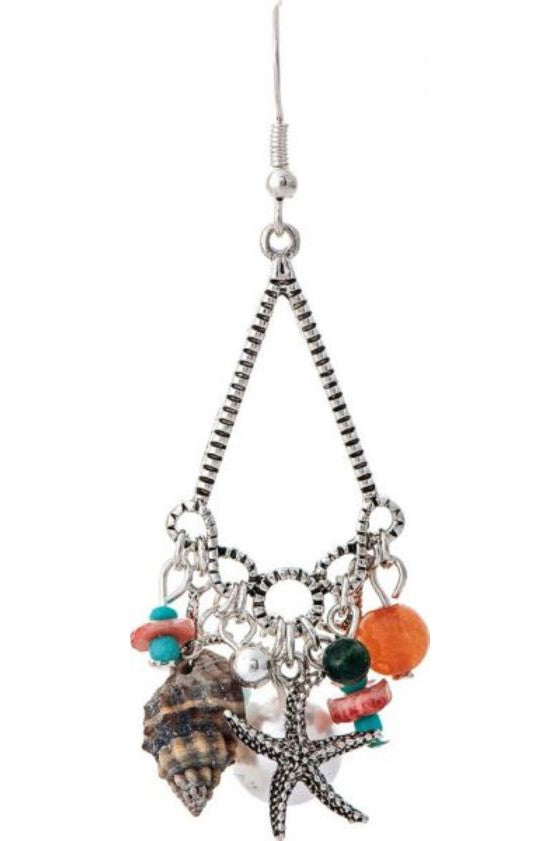 Rain Jewelry Collection Silver Multi Shells And Charms Earring-Earrings-Rain Jewelry Collection-Deja Nu Boutique, Women's Fashion Boutique in Lampasas, Texas