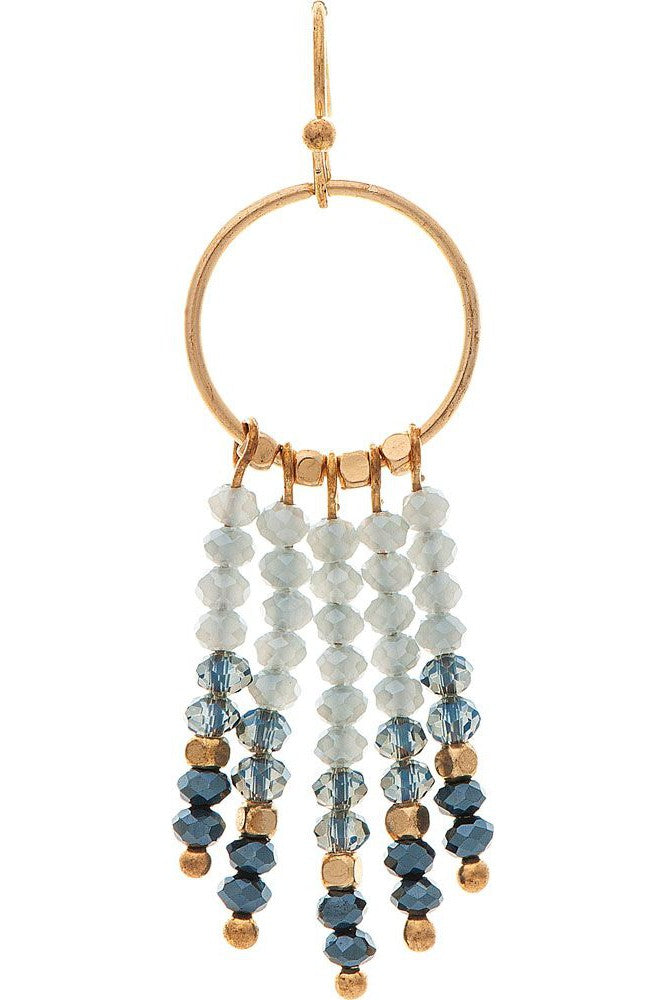 Rain Jewelry Gold Blue Grey Bead Sticks Circle Earring-Earrings-Rain Jewelry Collection-Deja Nu Boutique, Women's Fashion Boutique in Lampasas, Texas