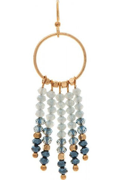 Rain Jewelry Gold Blue Grey Bead Sticks Circle Earring-Earrings-Rain Jewelry Collection-Deja Nu Boutique, Women's Fashion Boutique in Lampasas, Texas