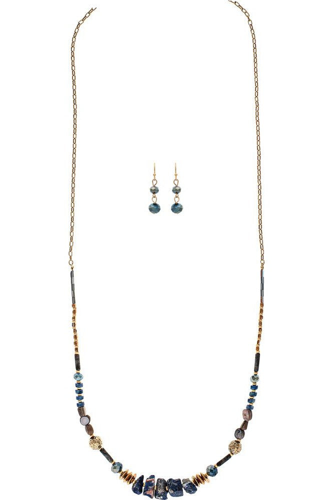 Rain Jewelry Gold Blue Rough Sodalite Beads Necklace Set-Necklaces-Rain Jewelry Collection-Deja Nu Boutique, Women's Fashion Boutique in Lampasas, Texas