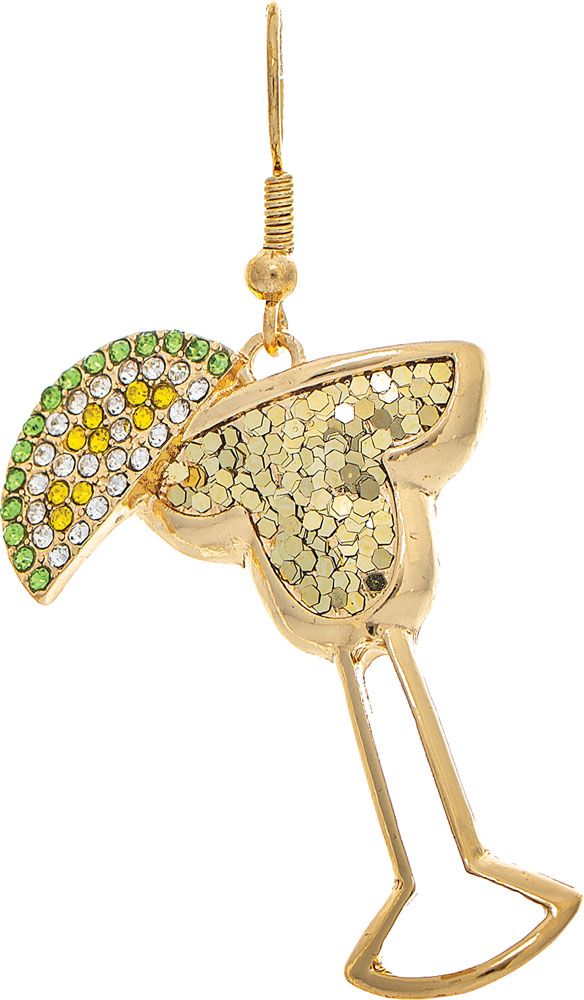 Rain Jewelry Gold Crystal Lime Sequin Margarita Glass Earring-Earrings-Rain Jewelry Collection-Deja Nu Boutique, Women's Fashion Boutique in Lampasas, Texas