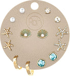 Rain Jewelry Gold Crystal Sealife Seven Post Earring Set-Earrings-Rain Jewelry Collection-Deja Nu Boutique, Women's Fashion Boutique in Lampasas, Texas