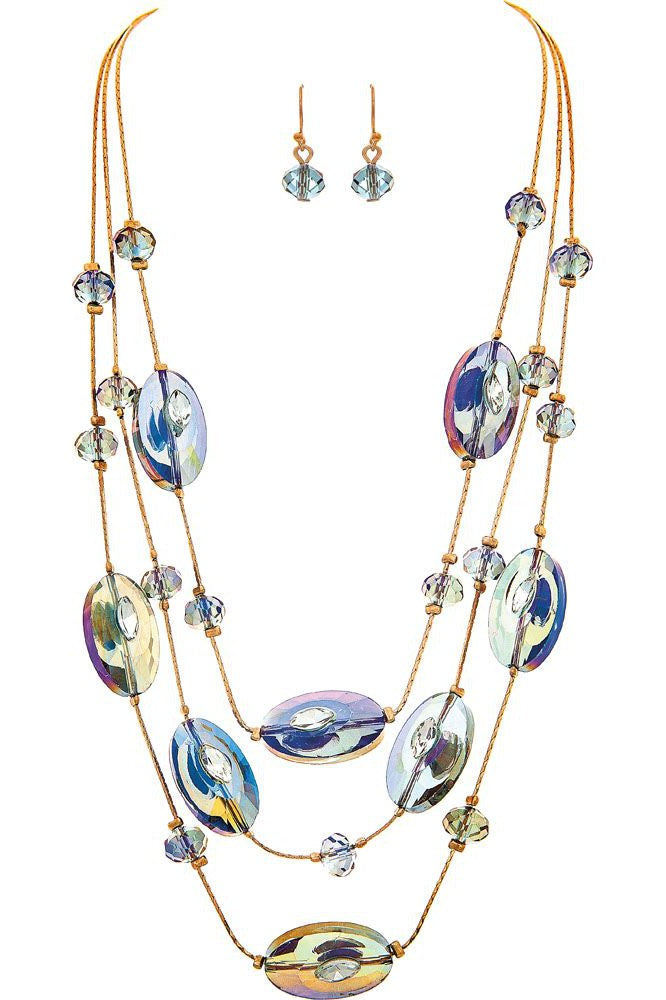 Rain Jewelry Gold Glass Peacock Eye Bead Necklace Set-Jewelry Sets-Rain Jewelry Collection-Deja Nu Boutique, Women's Fashion Boutique in Lampasas, Texas