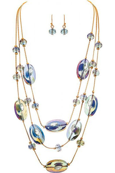 Rain Jewelry Gold Glass Peacock Eye Bead Necklace Set-Jewelry Sets-Rain Jewelry Collection-Deja Nu Boutique, Women's Fashion Boutique in Lampasas, Texas