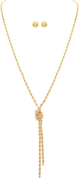 Rain Jewelry Gold Love Me Knot Rope Chain Necklace Set-Necklace Set-Rain Jewelry Collection-Deja Nu Boutique, Women's Fashion Boutique in Lampasas, Texas