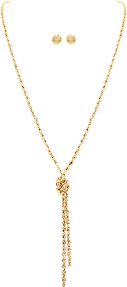 Rain Jewelry Gold Love Me Knot Rope Chain Necklace Set-Necklace Set-Rain Jewelry Collection-Deja Nu Boutique, Women's Fashion Boutique in Lampasas, Texas