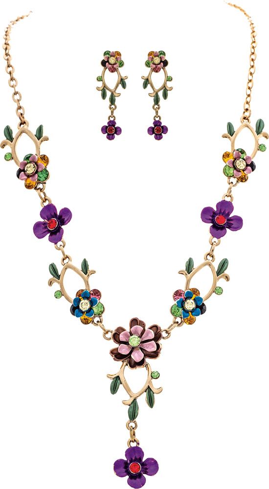Rain Jewelry Gold Multicolor Flower Gems Necklace Set 🌸✨-Necklace Set-Rain Jewelry Collection-Deja Nu Boutique, Women's Fashion Boutique in Lampasas, Texas