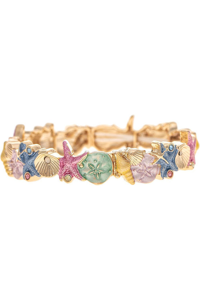 Rain Jewelry Gold Multicolor Starfish And Shells Beach Bracelet-Bracelets-Rain Jewelry Collection-Deja Nu Boutique, Women's Fashion Boutique in Lampasas, Texas