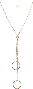 Rain Jewelry Gold Pearl Stations Rings Y Style Necklace Set-Necklace Set-Rain Jewelry Collection-Deja Nu Boutique, Women's Fashion Boutique in Lampasas, Texas