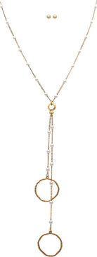 Rain Jewelry Gold Pearl Stations Rings Y Style Necklace Set-Necklace Set-Rain Jewelry Collection-Deja Nu Boutique, Women's Fashion Boutique in Lampasas, Texas