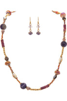 Rain Jewelry Gold Purple Glass Stone Bead Necklace Set-Jewelry Sets-Rain Jewelry Collection-Deja Nu Boutique, Women's Fashion Boutique in Lampasas, Texas