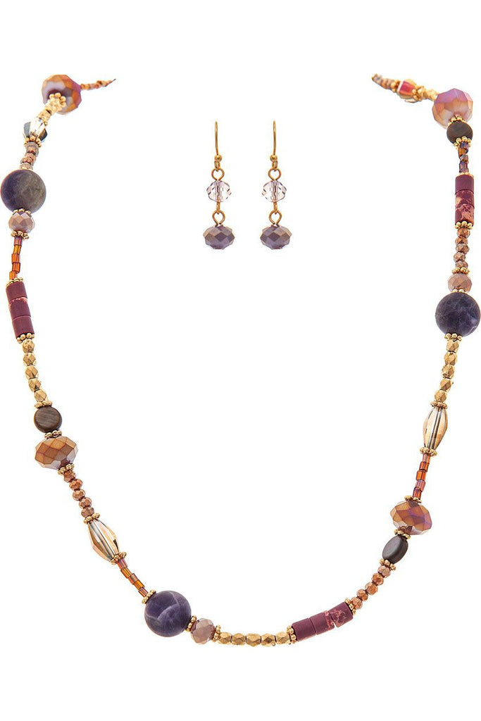 Rain Jewelry Gold Purple Glass Stone Bead Necklace Set-Jewelry Sets-Rain Jewelry Collection-Deja Nu Boutique, Women's Fashion Boutique in Lampasas, Texas