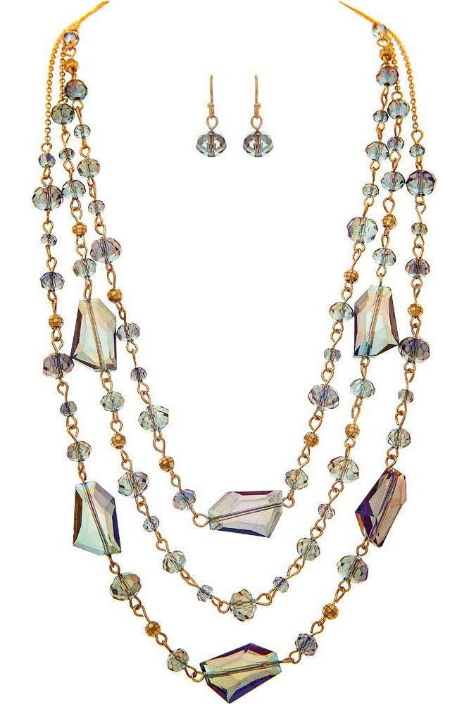 Rain Jewelry Gold Purple Peacock Abstract Bead Necklace Set-Jewelry Sets-Rain Jewelry Collection-Deja Nu Boutique, Women's Fashion Boutique in Lampasas, Texas