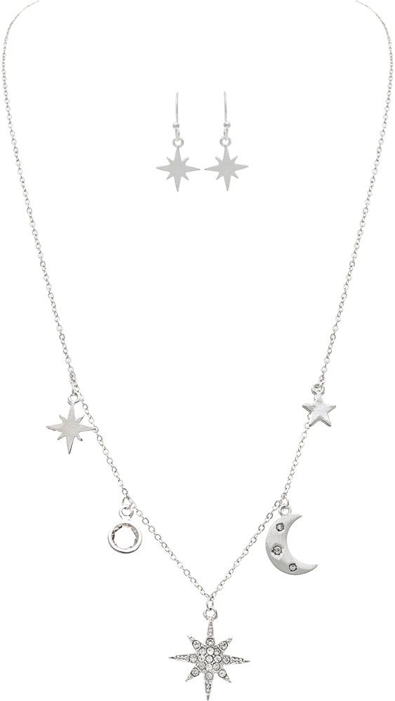 Rain Jewelry Silver Celestial Charms Chain Necklace Set-Necklace Set-Rain Jewelry Collection-Deja Nu Boutique, Women's Fashion Boutique in Lampasas, Texas